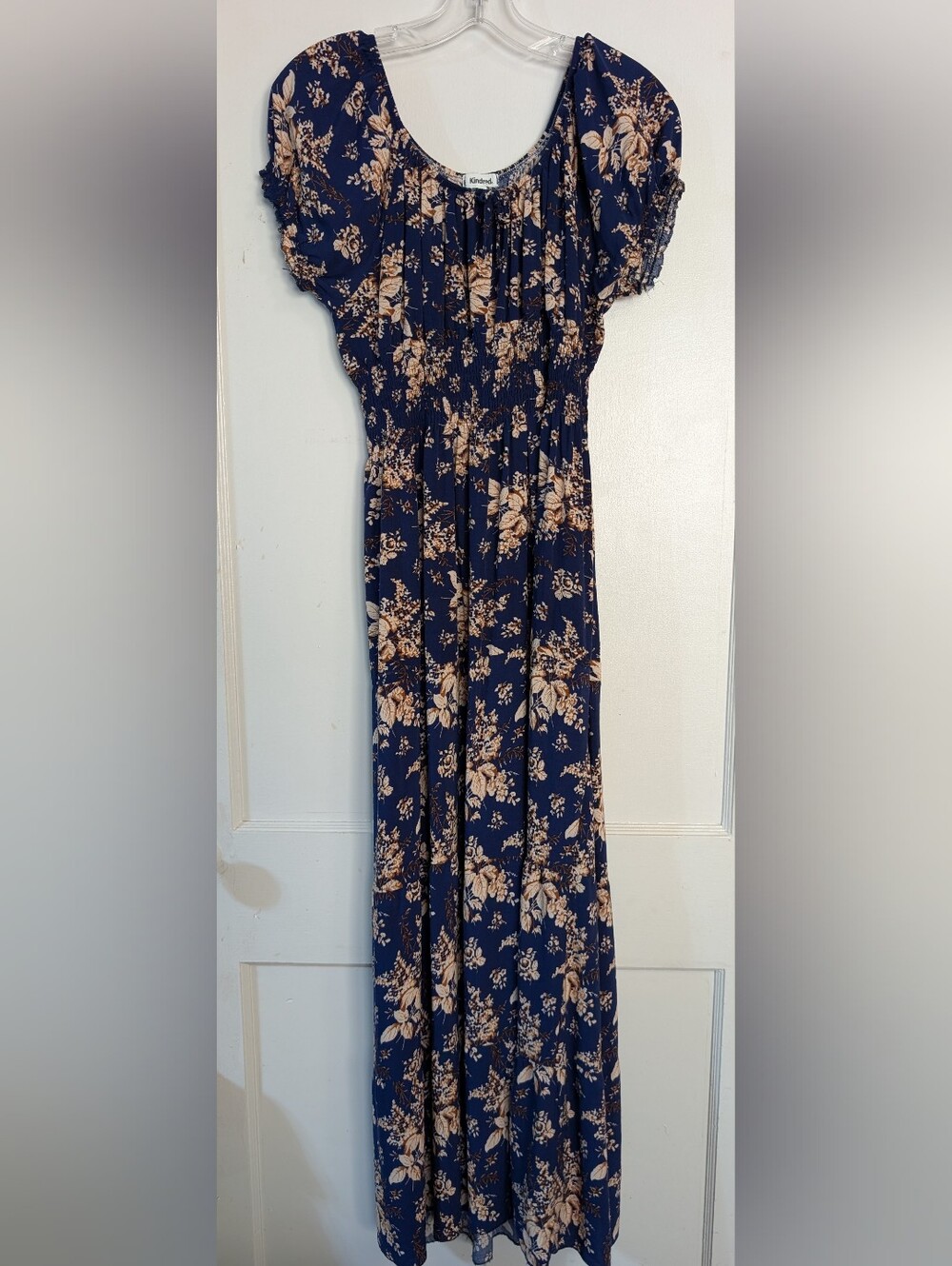 Kindred Navy Floral Maxi Dress with Beige Blooms